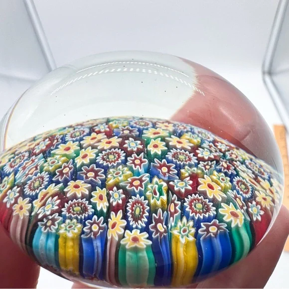 Murano Millefiori Paperweight  Vintage Art Glass Italy Sticker Paper Weight - Picture 11 of 14